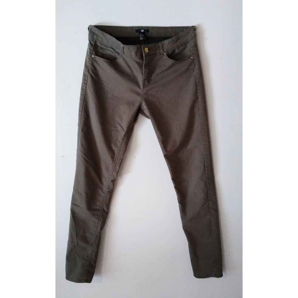 H&M Army green/grey skinny stretch jeans